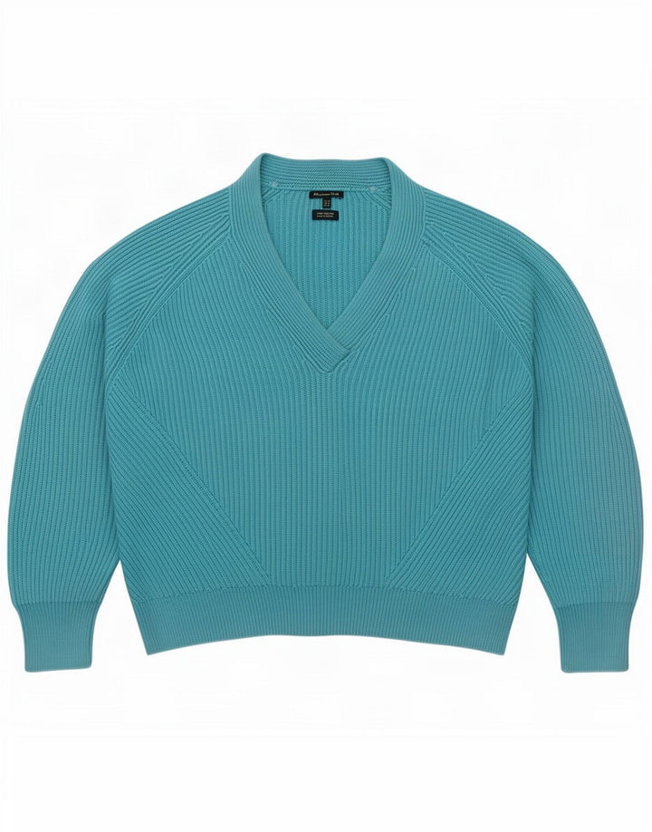 Massimo Dutti Pull surdimensionné à col en V pour femme UK 14 Bleu moyen