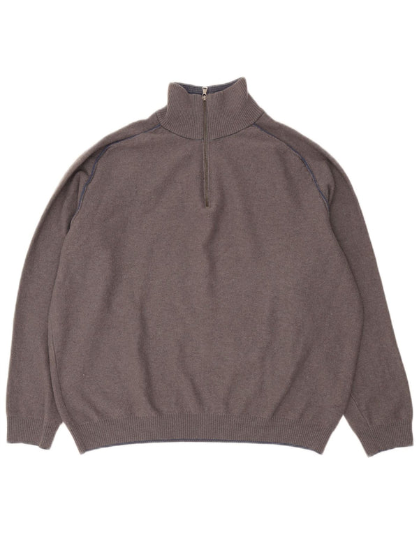 Hugo Boss Pull coupe slim à col zippé pour homme 2XL Gris laine vierge