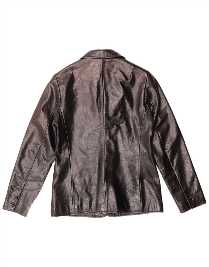 GAP Veste blazer en cuir à 2 boutons pour femme UK 10 Petit cuir noir