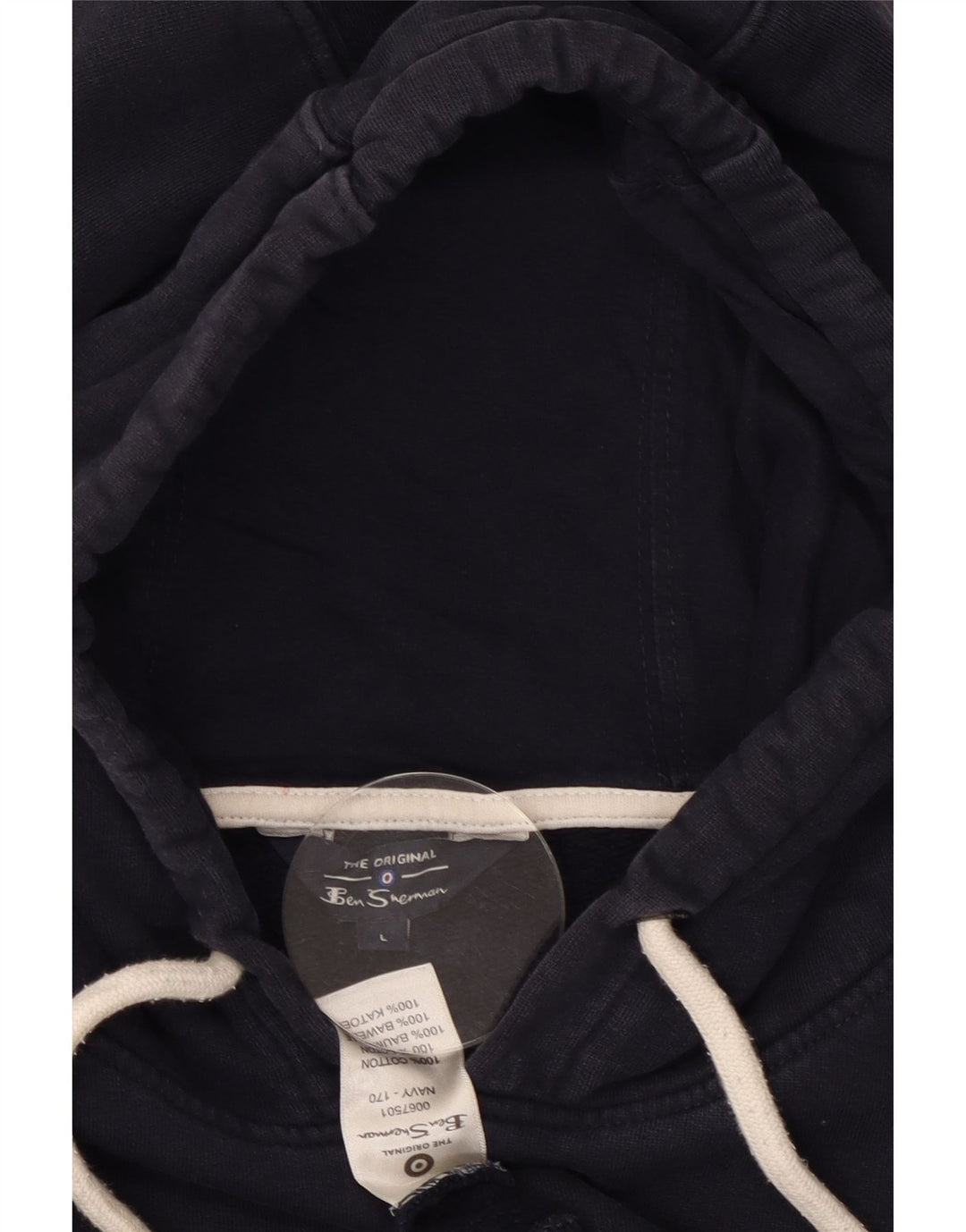 BEN SHERMAN Pull à capuche graphique surdimensionné pour femme UK 16 Large Bleu marine