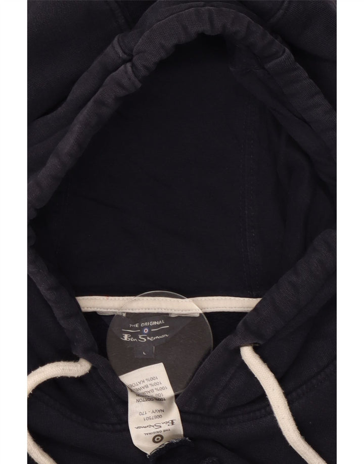 BEN SHERMAN Pull à capuche graphique surdimensionné pour femme UK 16 Large Bleu marine