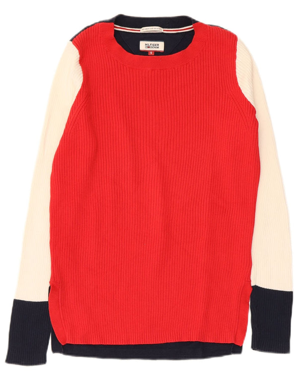 Tommy Hilfiger Pull col bateau pour femme UK 10 Petit colorblock rouge