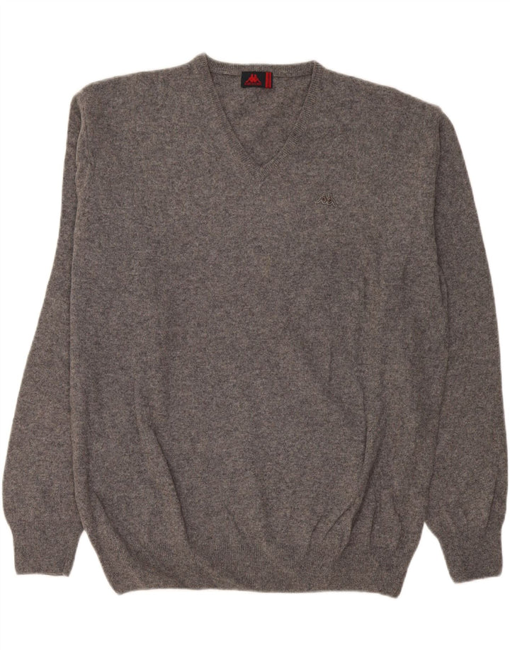 Kappa Pull col V pour homme 3XL Gris laine d'agneau