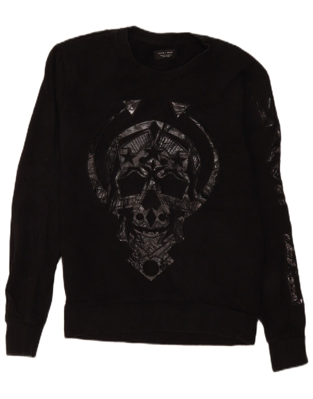 Zara Homme Graphic Sweatshirt Jumper Moyen Noir Polyester