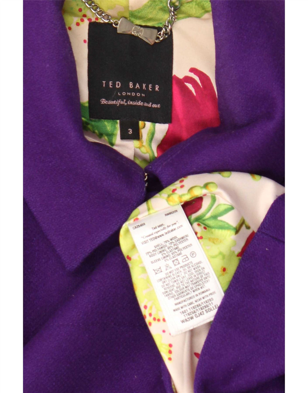 Ted Baker Veste Blazer Femme Taille 3 Laine Violet Moyen