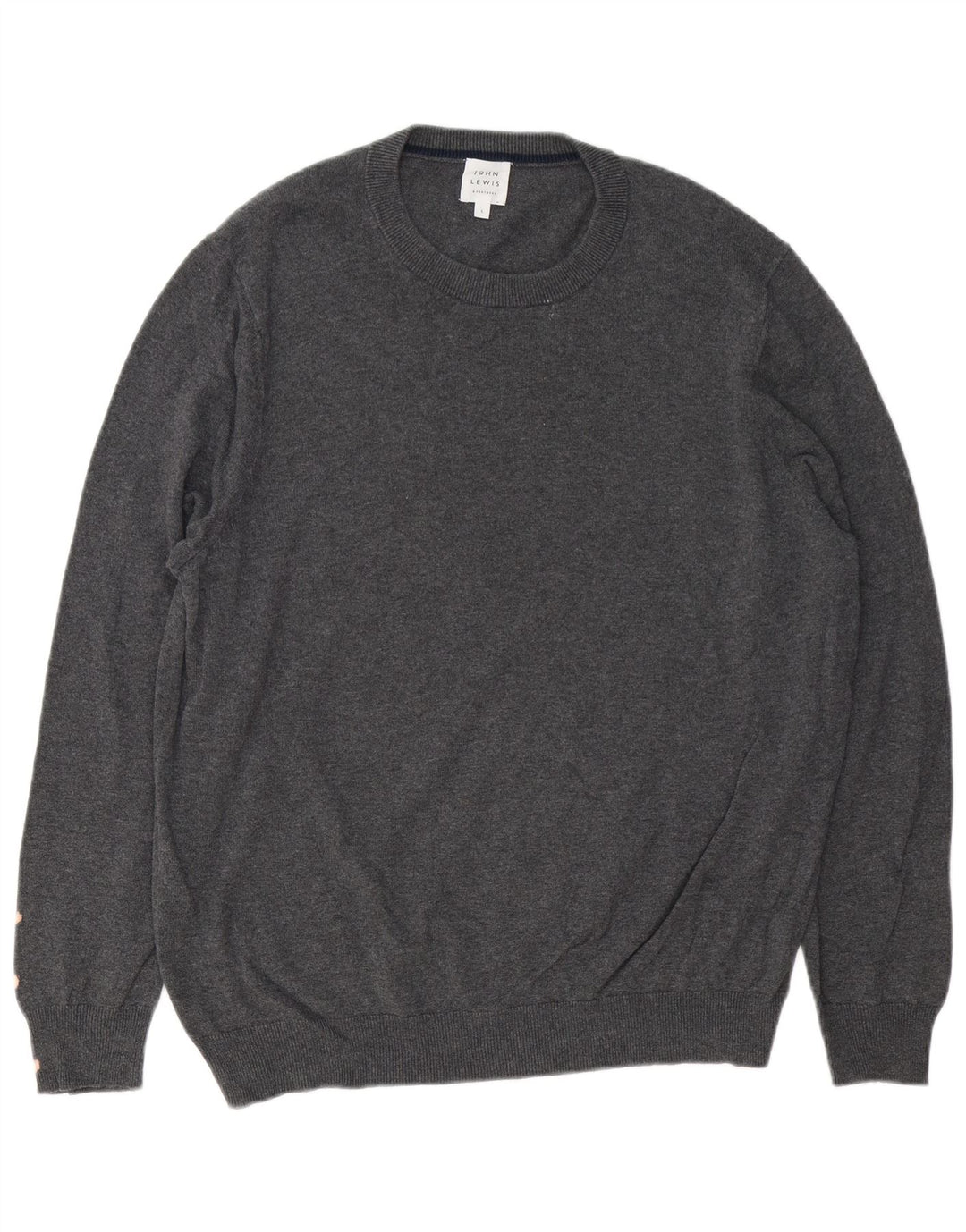 John Lewis Pull à col rond pour homme en coton gris Taille L