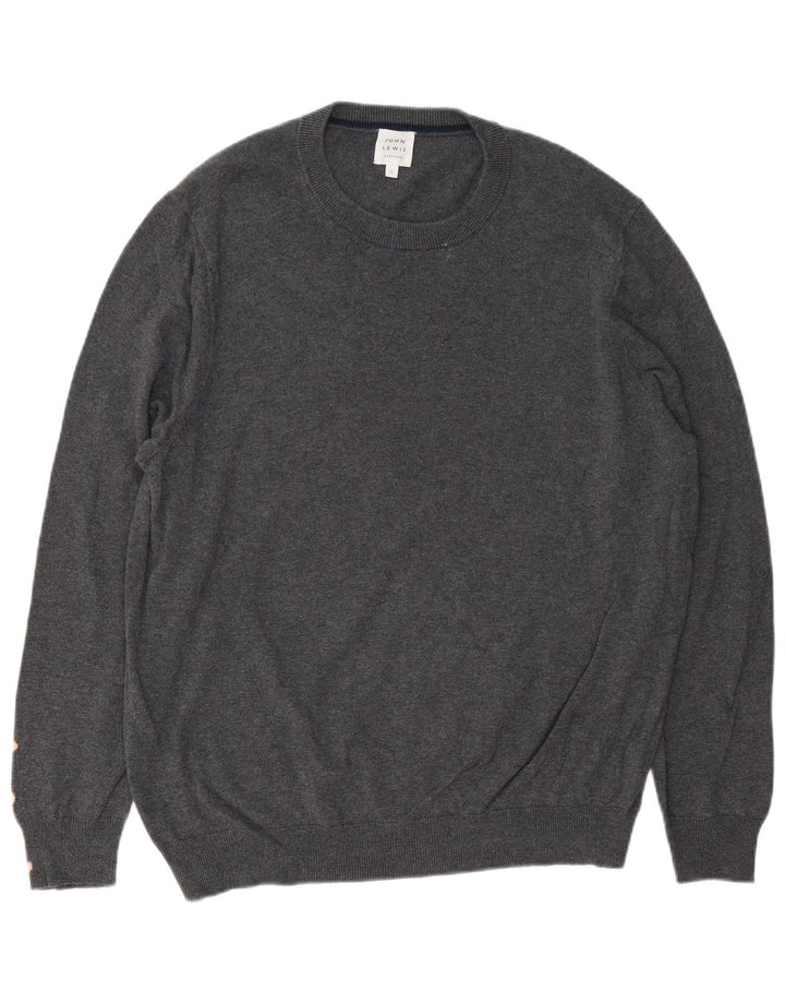 John Lewis Pull à col rond pour homme en coton gris Taille L