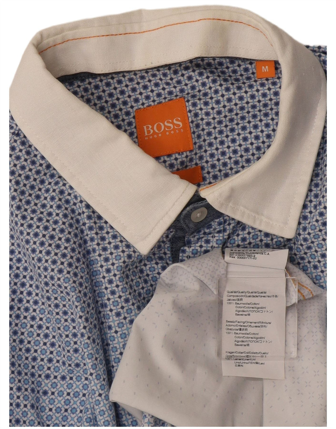 Hugo Boss Chemise en coton géométrique bleu moyen
