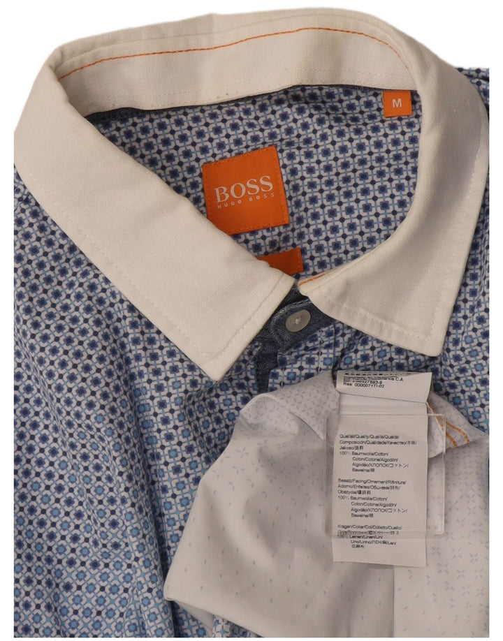 Hugo Boss Chemise en coton géométrique bleu moyen