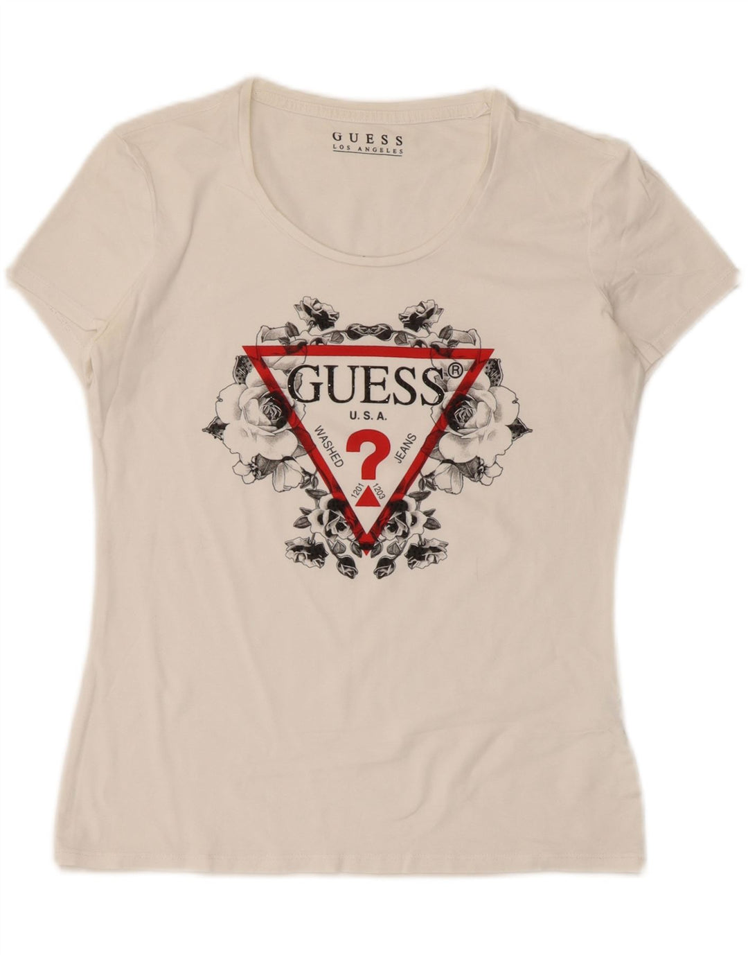 Guess T-shirt graphique pour femme UK 12 Blanc moyen