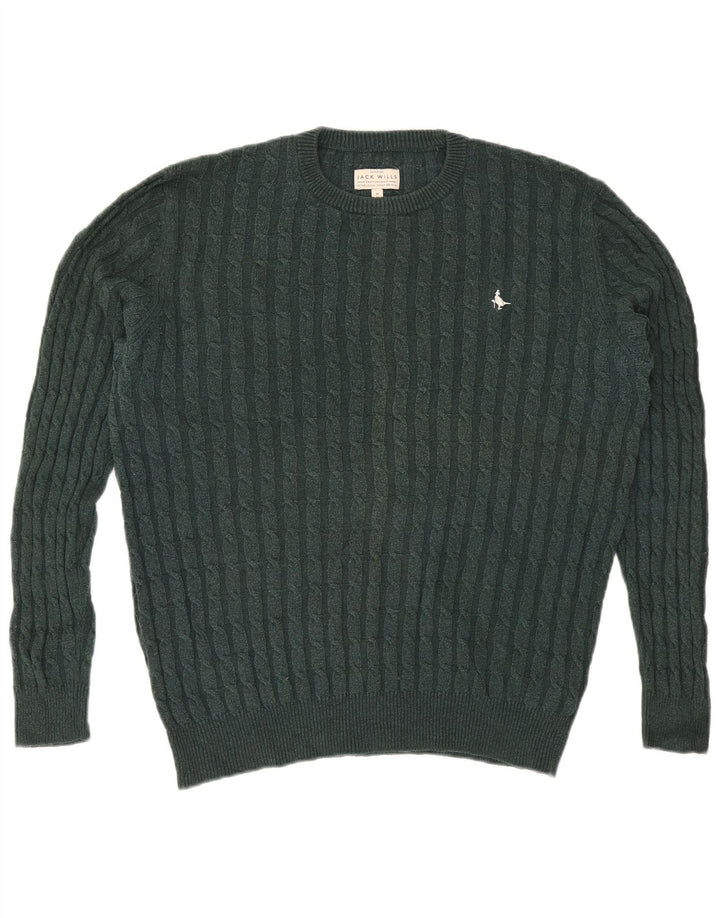 Jack Wills Pull à col rond pour homme en laine vert moyen