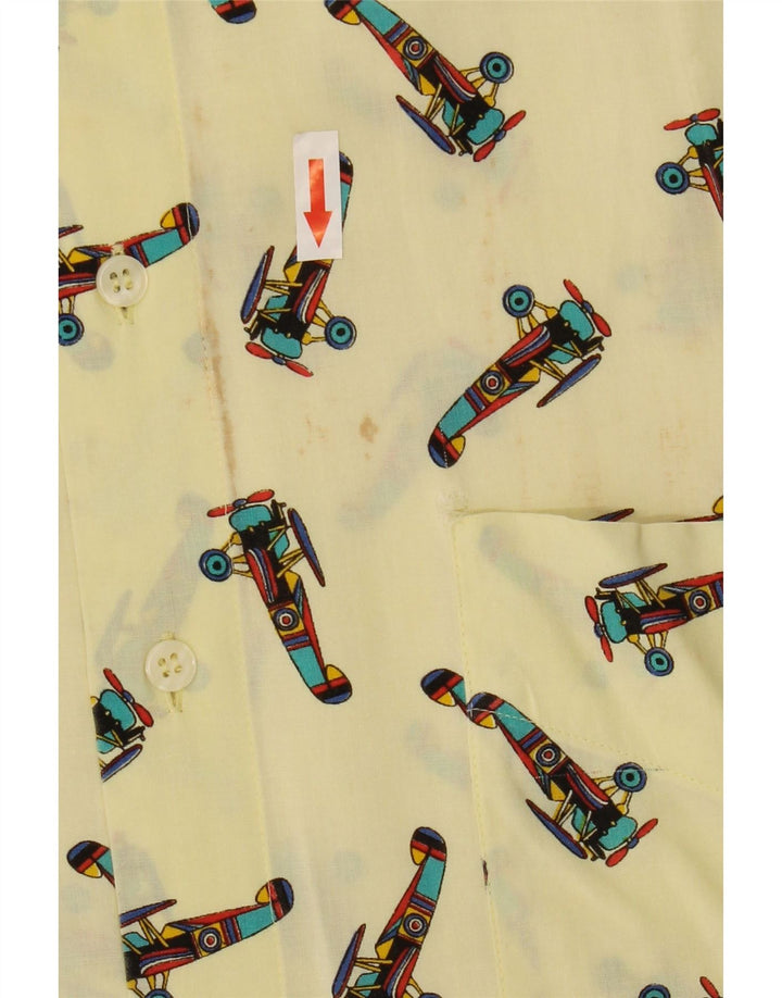Chemise graphique vintage à manches courtes pour hommes XL jaune