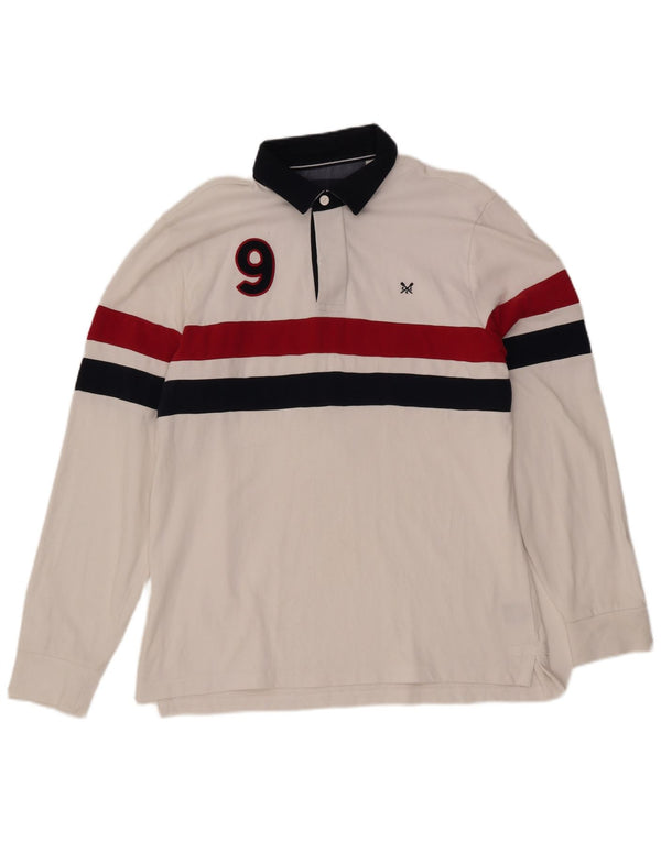 CREW CLOTHING Polo de Rugby Graphique pour Homme Grand Blanc Colorblock