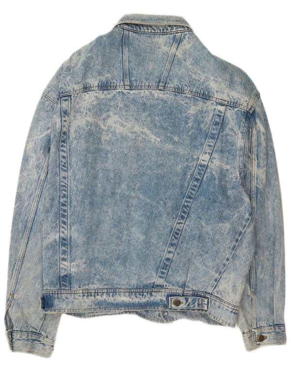 vintage Mens Acid Wash Denim Veste UK 40 Grand Coton Bleu