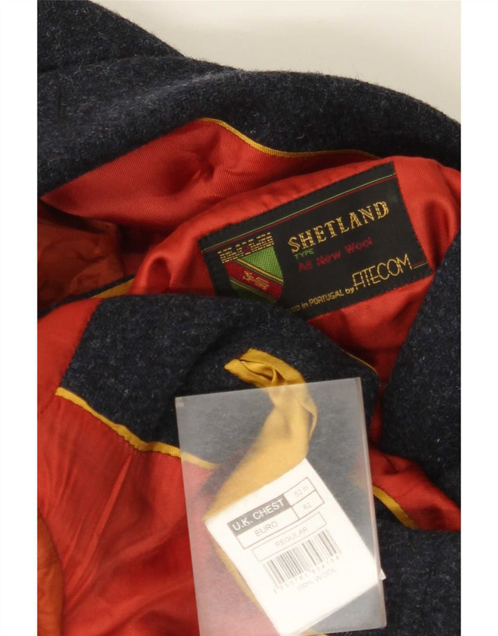 Shetland Mens 2 Bouton Blazer Veste Taille 52 3XL Bleu Marine Laine