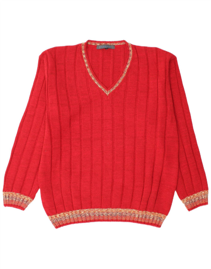 Dardano Pull col V pour homme en laine rouge 2XL