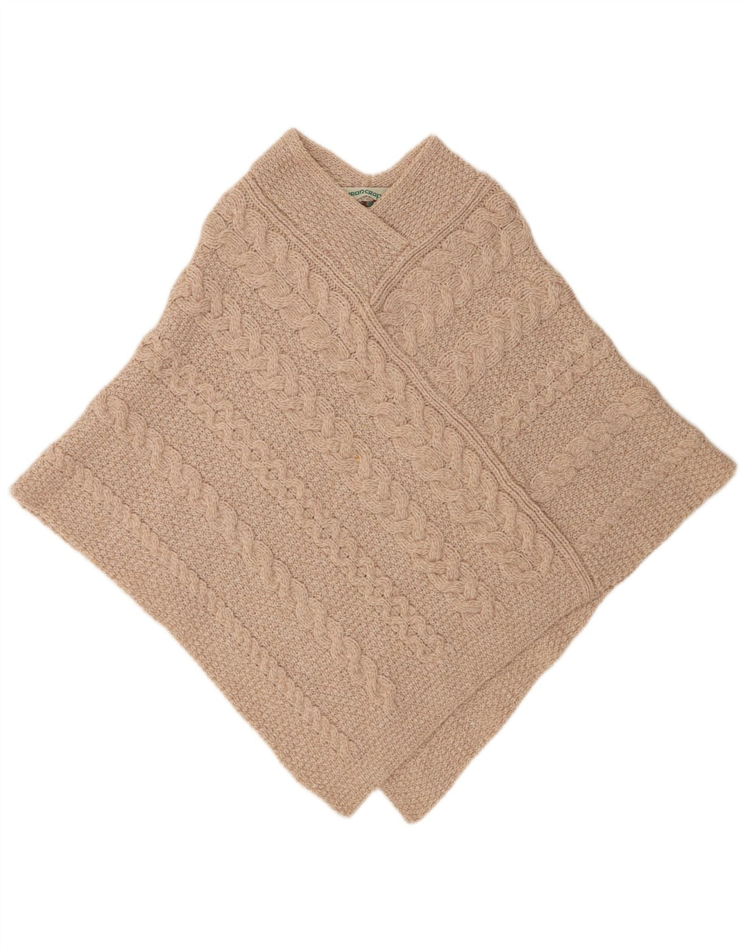 Aran Crafts Pull poncho surdimensionné pour femme UK 10 Petite laine mérinos beige