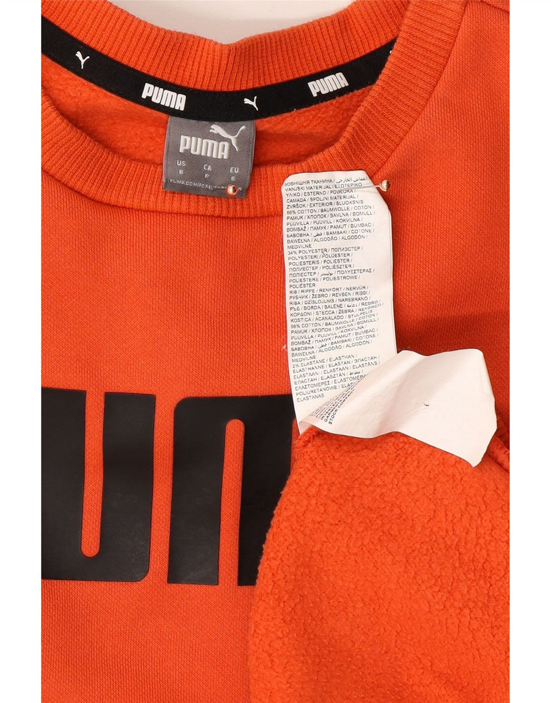 PUMA Sweat-shirt graphique surdimensionné pour femme UK 10 Petit coton orange