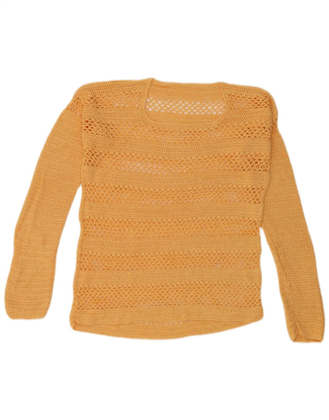 vintage Femmes Crochet Blouse Top UK 14 Grand Jaune