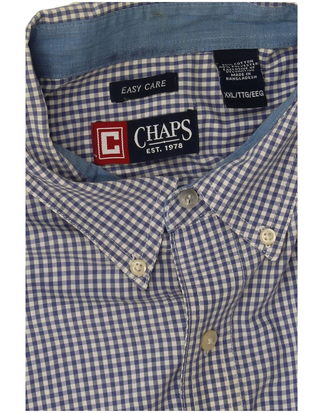 Chaps Chemise Homme 2XL Bleu Carreaux Coton