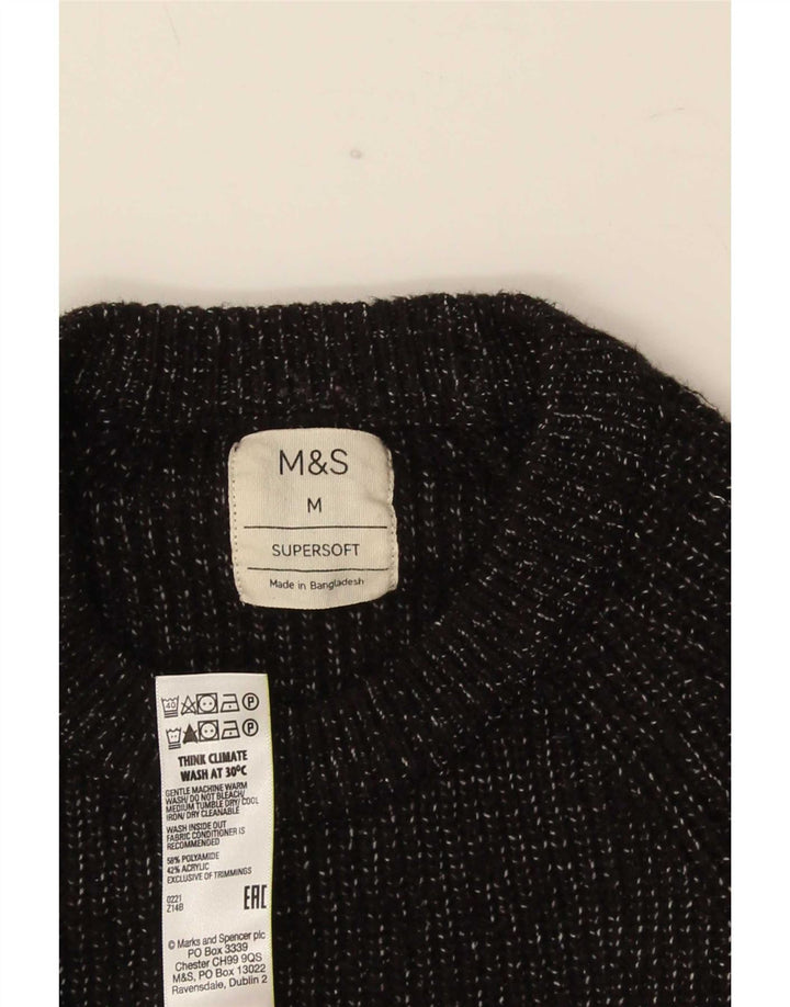 Marks & Spencer Pull à col rond pour homme Noir moyen moucheté