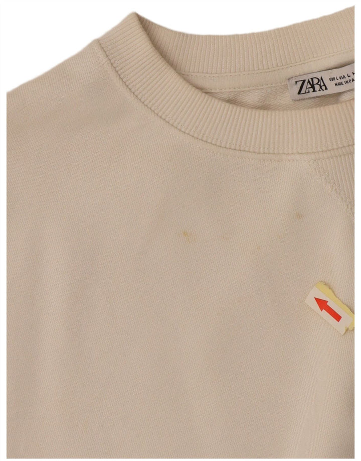 Zara Sweat-shirt à manches courtes pour hommes, grand coton blanc