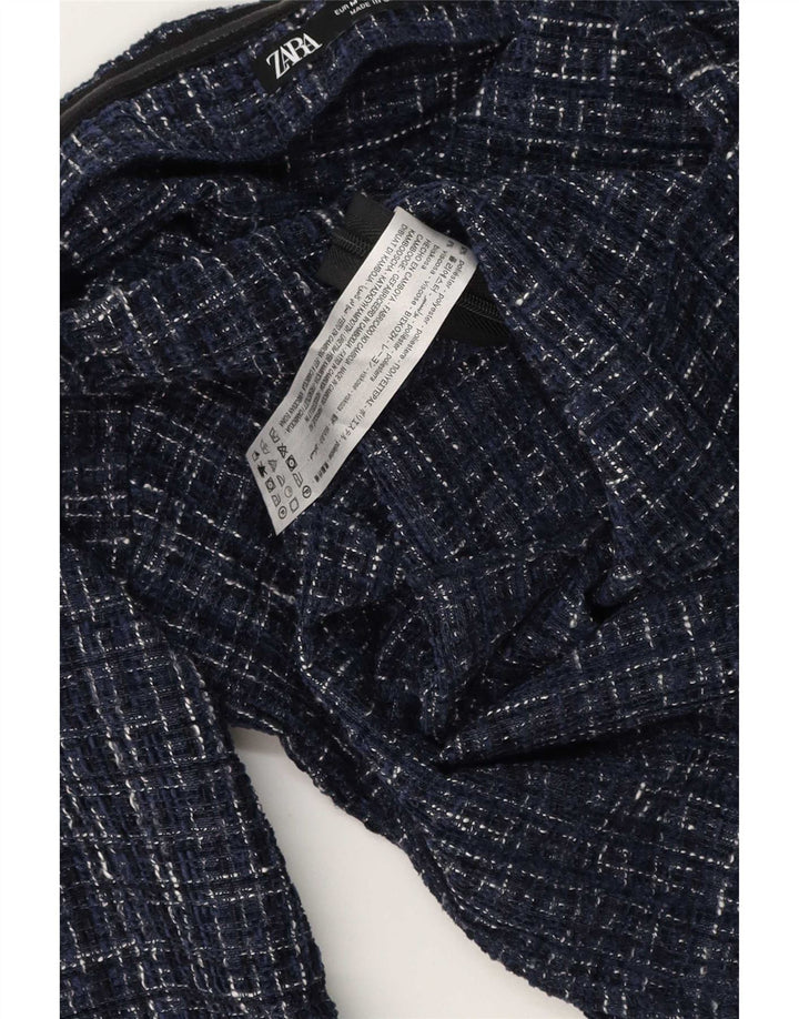 Zara Haut à épaules dénudées pour femme UK 12 Polyester à carreaux bleu marine moyen