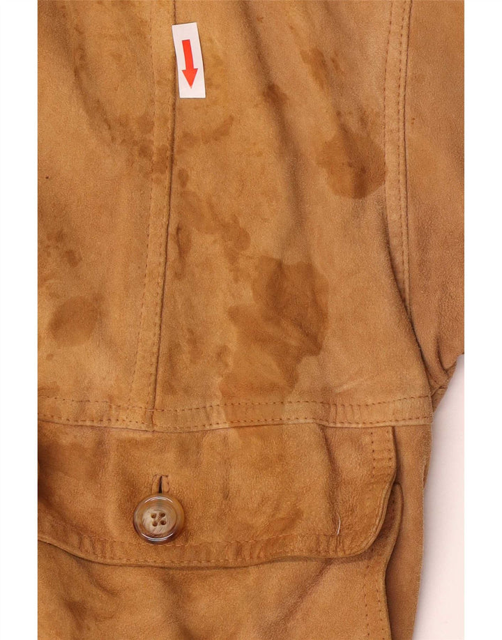 vintage Homme Daim Bomber Jacket IT 54 2XL Marron Rétro