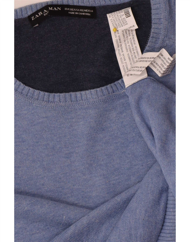 Zara Pull ras du cou pour homme XL en coton bleu