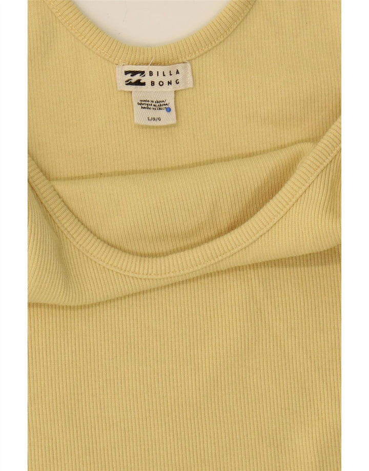 BILLABONG Womens Sleeveless Crop Top UK 14 Large Yellow Polyester Vintage Billabong and Second-Hand Billabong from Messina Hembry 