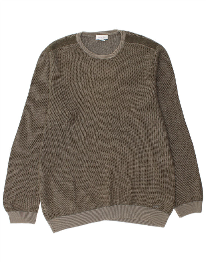 Calvin Klein Pull à col rond homme en coton gris moyen