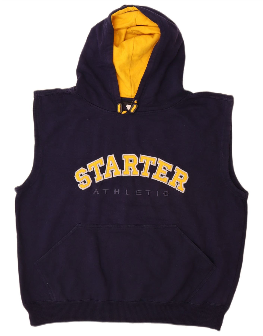 STARTER Pull à capuche graphique sans manches pour hommes, grand coton bleu marine