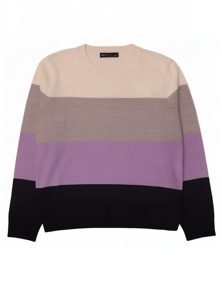 Marks & Spencer Pull col bateau pour femme UK 14 Large Multicolore