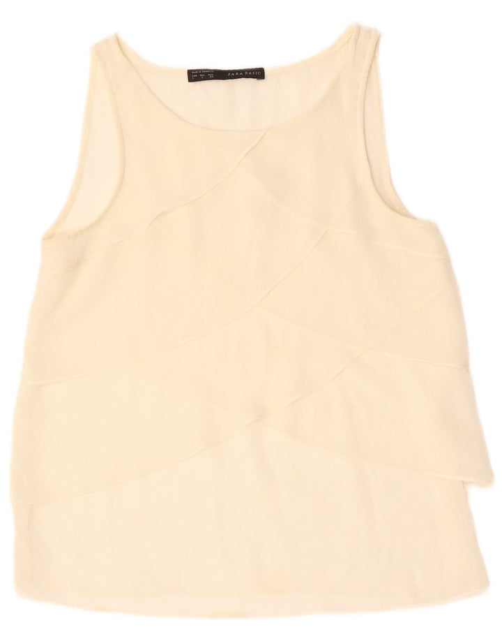 ZARA Femme Chemisier sans manches Top UK 10 Small Off White