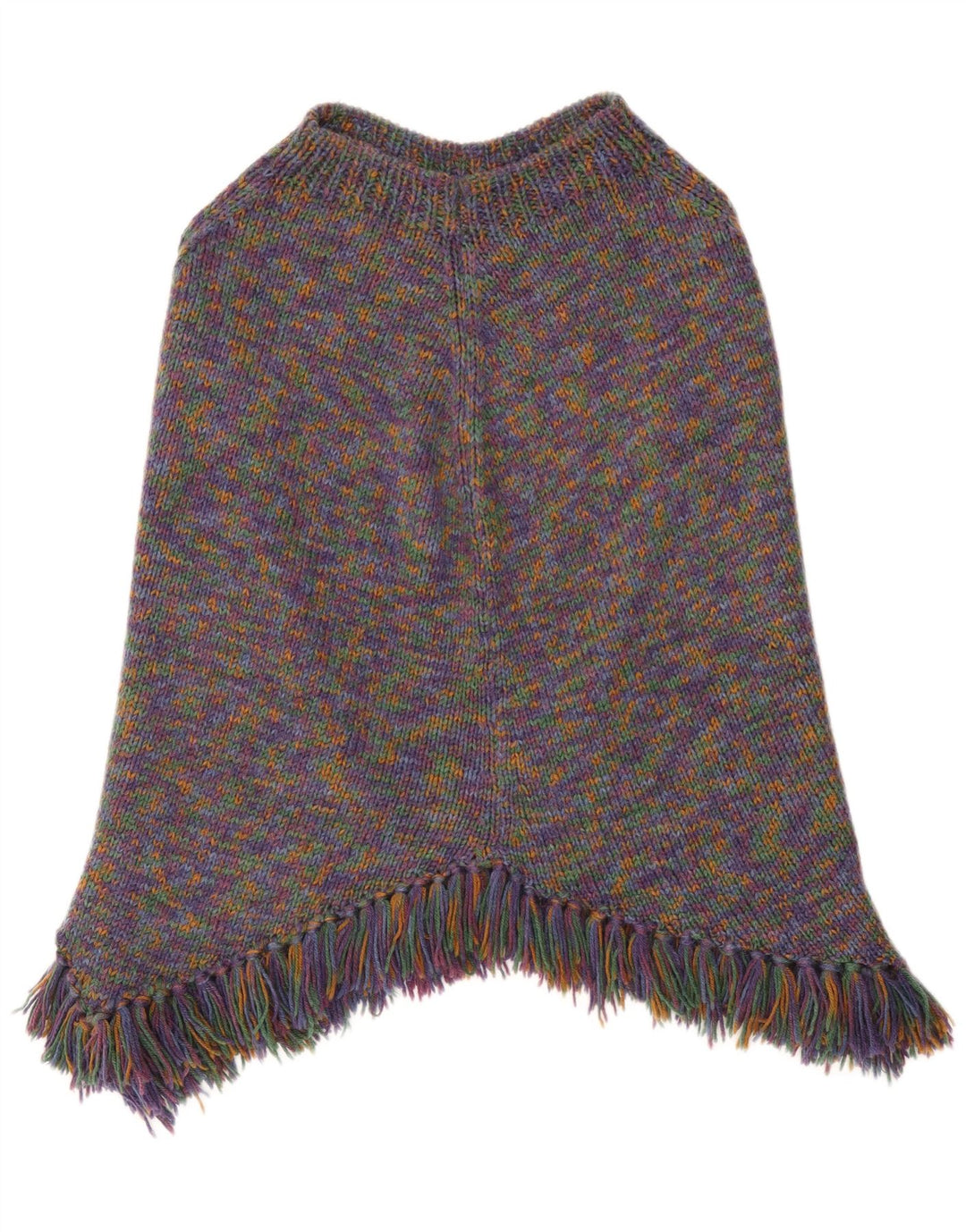vintage Womens Poncho Jumper UK 14 Grand Multicolore Moucheté