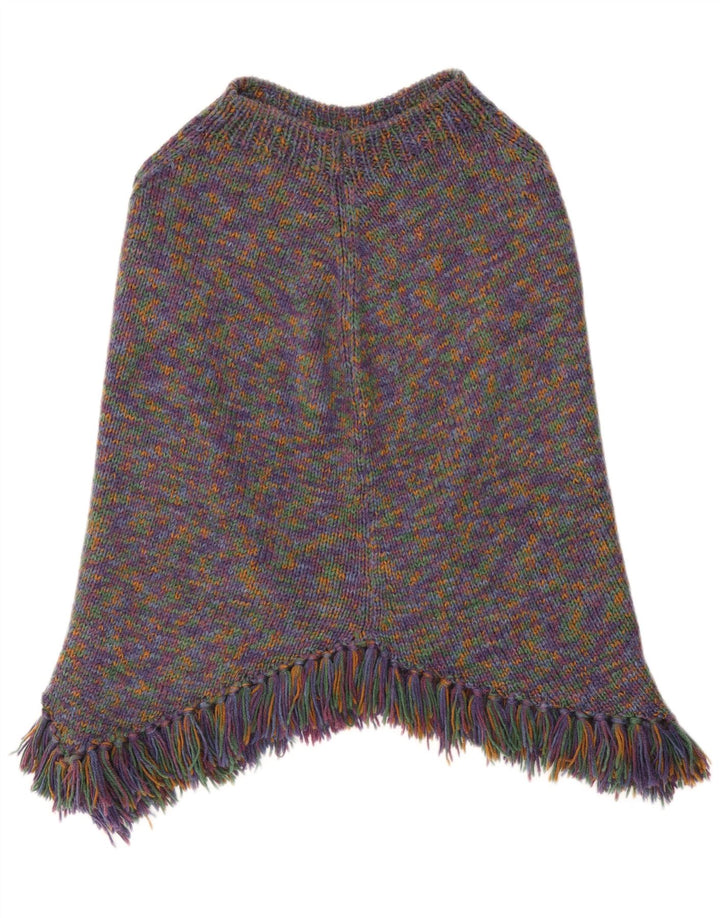 vintage Womens Poncho Jumper UK 14 Grand Multicolore Moucheté