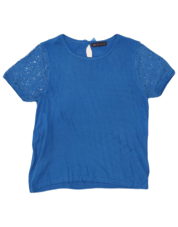Marks & Spencer Pull col bateau pour femme UK 12 Bleu moyen