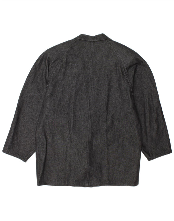 VINTAGE Femme Denim 1 Bouton Blazer Veste UK 14 Grand Gris