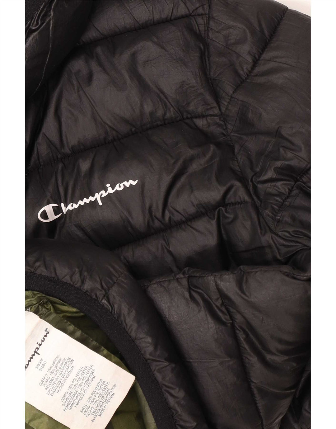 Champion Veste matelassée à capuche pour femme UK 12 Medium Noir Polyester