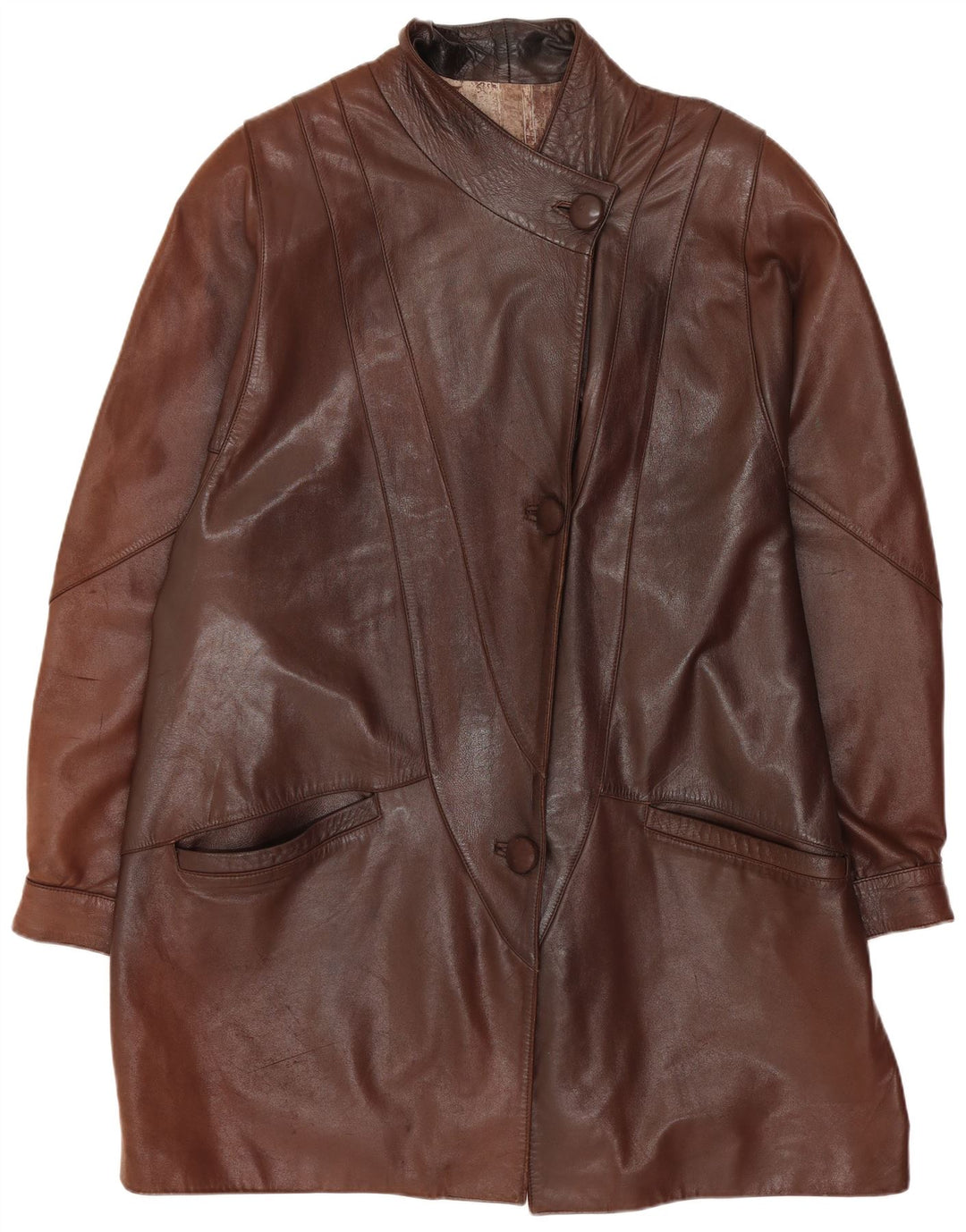 manteau en cuir surdimensionné femme vintage UK 14 Brun moyen
