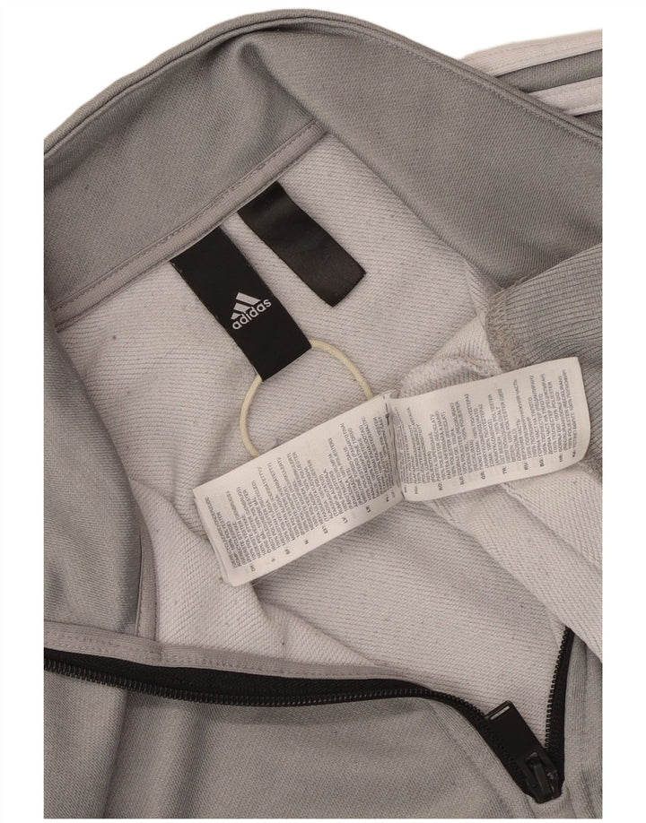 Adidas Sweat-shirt à col zippé pour homme Petit gris Polyester