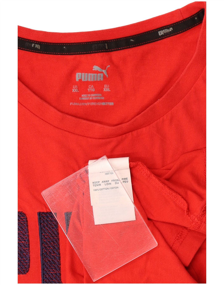 PUMA T-shirt graphique pour hommes 2XL Rouge Coton