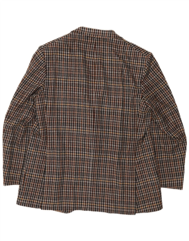 vintage Homme 2 Bouton Blazer Veste UK 40 Grand Marron Pied-de-poule Cachemire