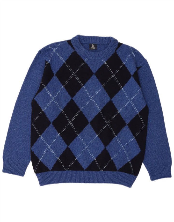 Marina Yachting Pull Col Rond Homme Bleu Moyen Argyle/Diamant