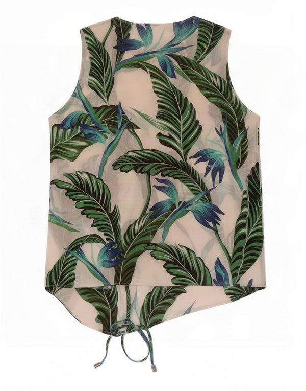 Zara Chemisier sans manches pour femme UK 14 Medium Blanc Floral