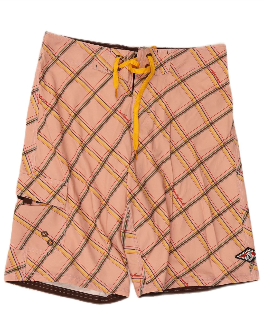 Bear Short de bain homme en polyester à carreaux rose moyen