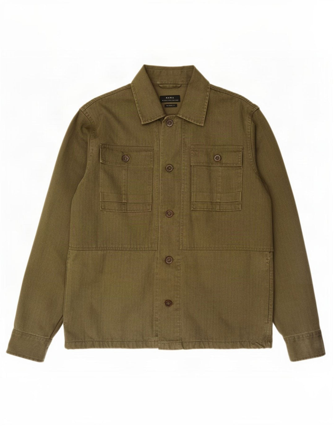 Zara Veste utilitaire coupe décontractée pour homme UK 38 en coton kaki moyen