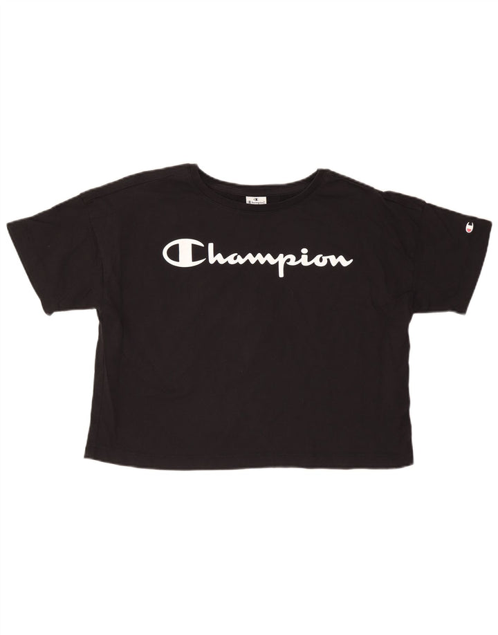 CHAMPION T-shirt court surdimensionné pour femme UK 10 Small Noir