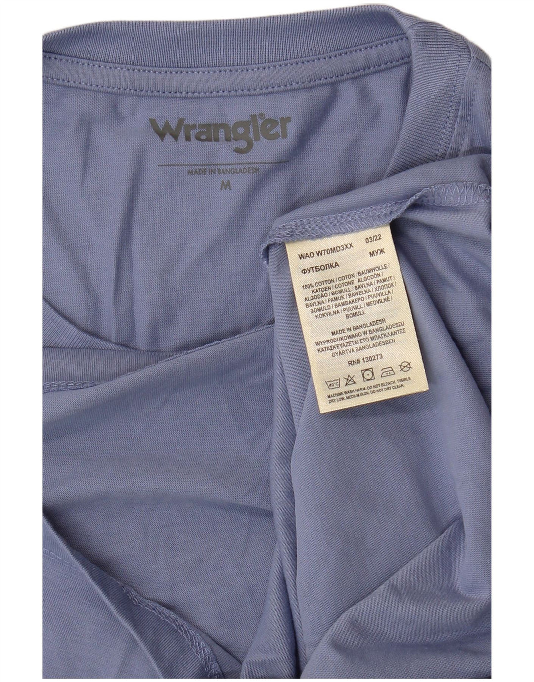 WRANGLER T-Shirt Homme Bleu Moyen Coton