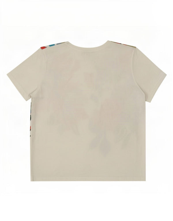 Zara Womens Graphic T-Shirt Top UK 14 Moyen Blanc Floral